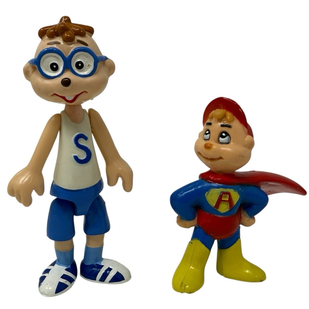 Vintage 1980s Alvin And The Chipmunks  Super Alvin & Simon Pvc‎ Figures Lot